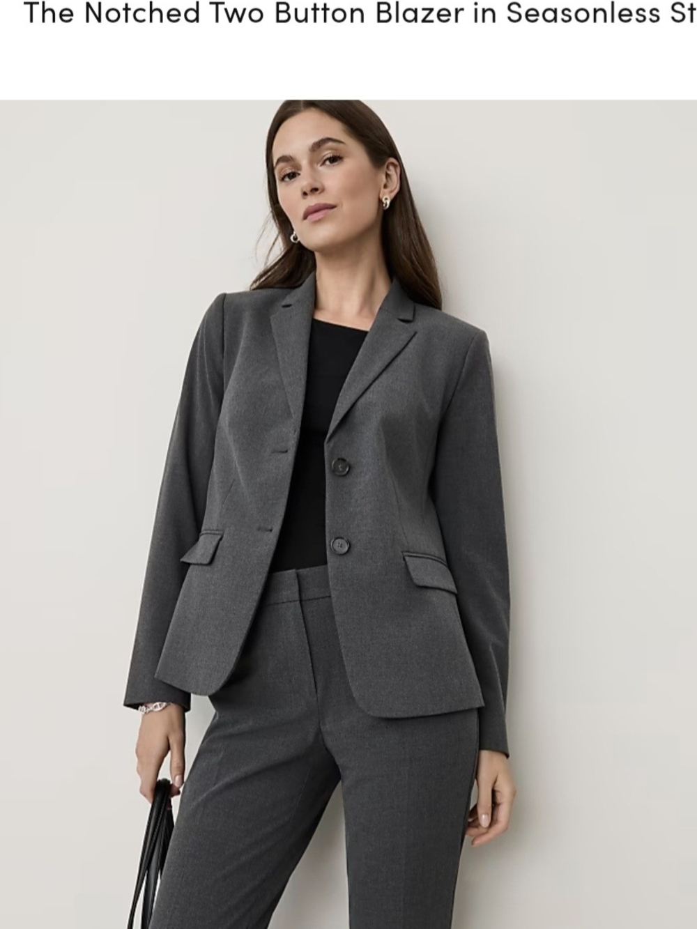 Ann Taylor Gray Notched Two-Button Blazer